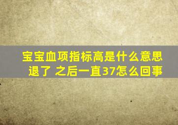 宝宝血项指标高是什么意思退了 之后一直37怎么回事